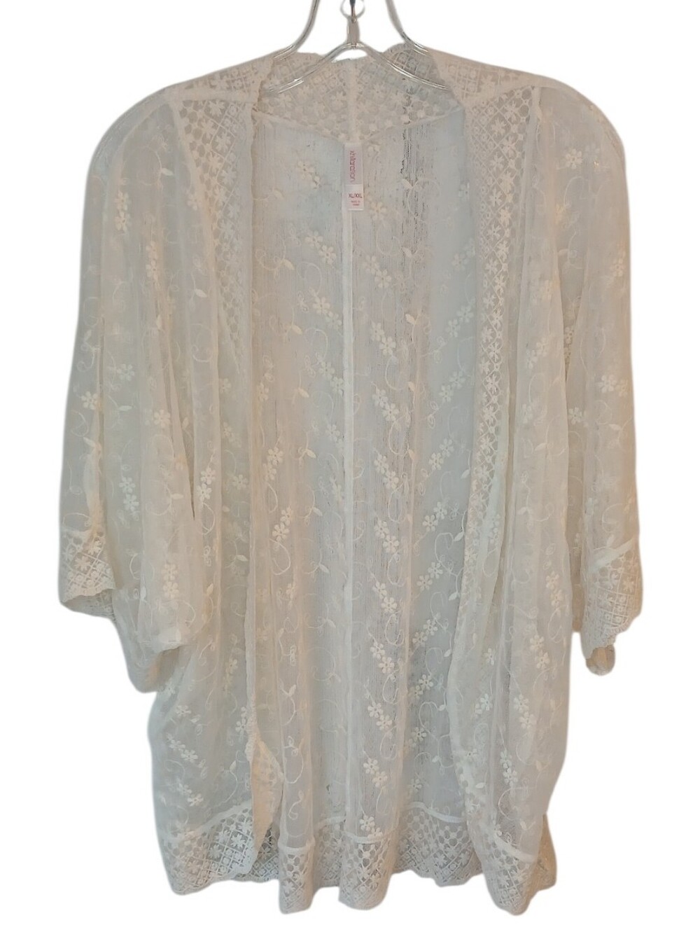 Xhilaration Sheer Cream Floral Lace Cover-Up Size XL
